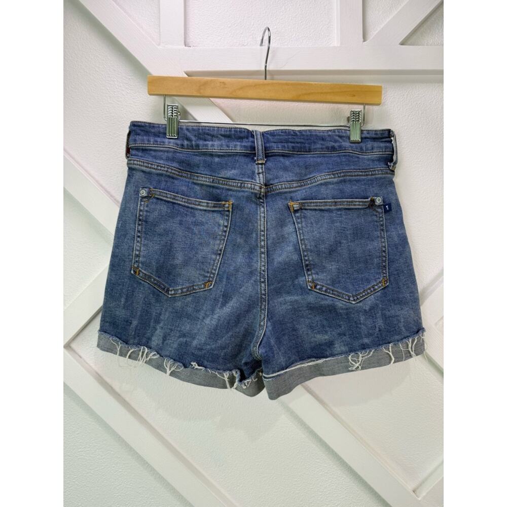 Anthropologie Pilcro Denim Shorts Cuffed Raw Hem Distressed Mid Rise Size 30 - Picture 4 of 12